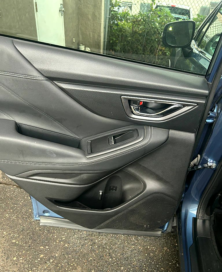 Door panel stitching and trim after a wipe-down
