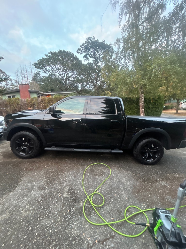 Finished exterior detail on a black RAM 1500