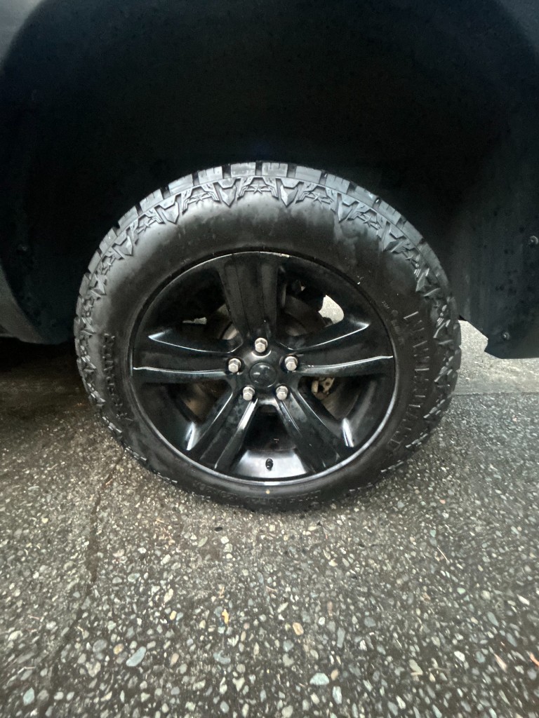 Cleaned and dressed black wheel and tire